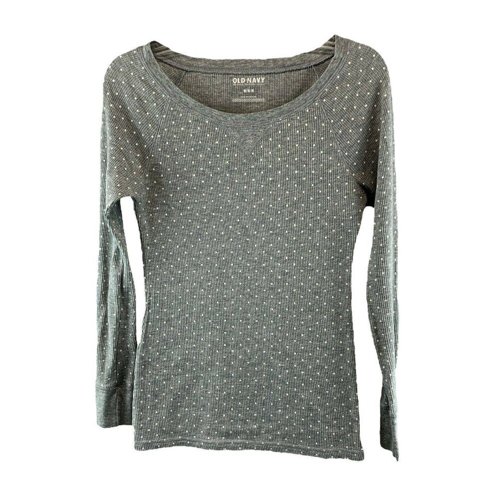 Old Navy Girls Thermal Shirt Size Medium Waffle Knit Long Sleeve Top Gray